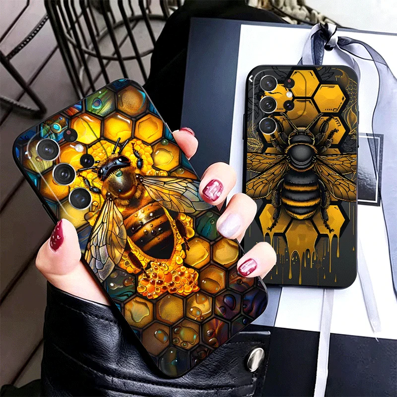 Bee Keeping Honey Cute Silicone Phone Case for Samsung Galaxy S22 S23 S24 S25 S26 Ultra FE Plus Edge S21 S20 + Black Soft Cover
