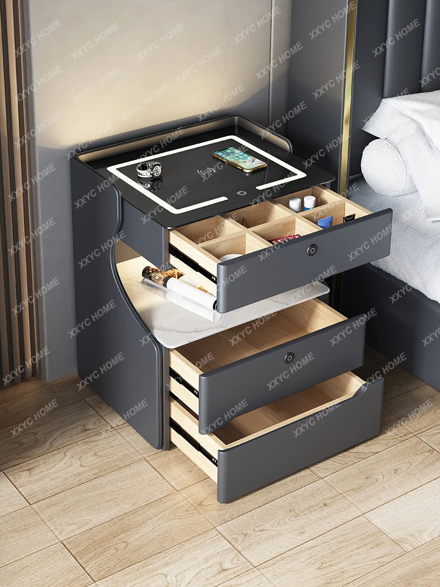 2024 New Italian Creative Smart Bedside Table Modern Simple Light Luxury Premium Home Bedroom Locker