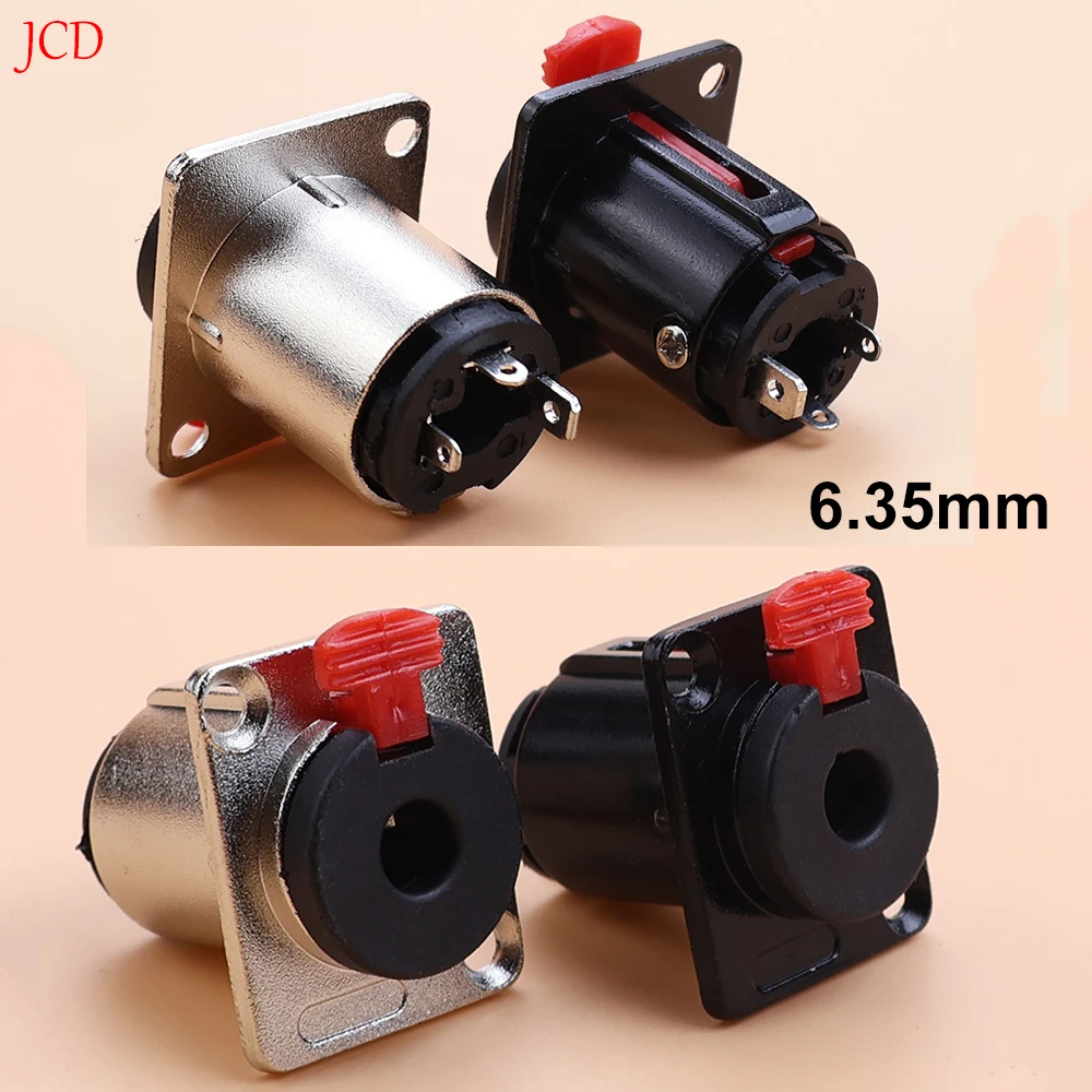 6.35mm Stereo Female Jack Panel Mount TRS 1/4 inch Female Socket Chassis Microphone MIC Audio Cable Connector Terminal Guitar
