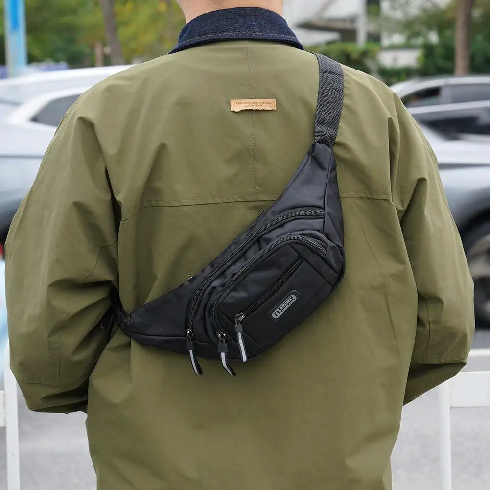 حقيبة خصر ذات سعة كبيرة، حقيبة رياضية من النايلون، متعددة الجيوب ومضادة للسرقة، حقيبة صدر عصرية مقاومة للماء للسفر في الهواء الطلق