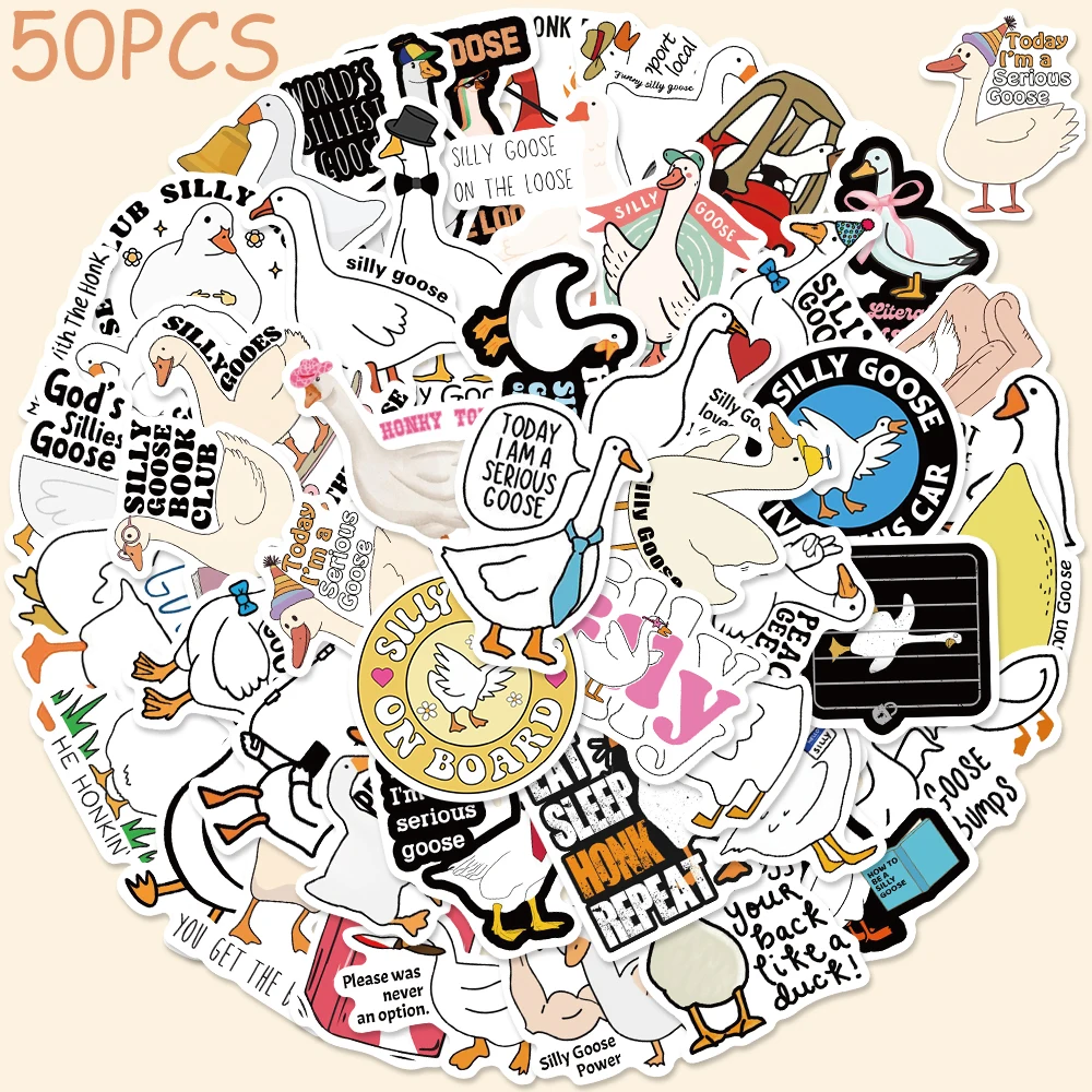 

50pcs Cartoon Funny Silly Goose Stickers Decals For Phone Laptop Luggage Skateboard Guitar DIY Graffiti Aesthetic Stickers