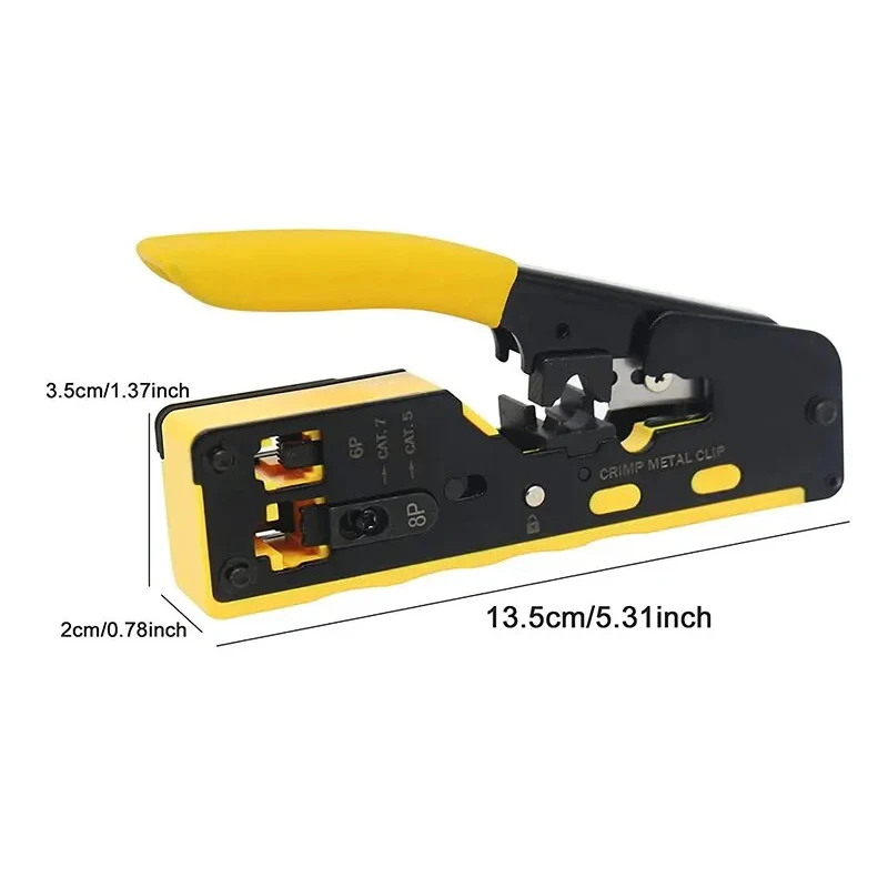 RJ45 Crimping Tool Wire Stripping Cutting Vertical Crimping Network Cable Pliers With Through-hole Cat7 Cat6 Cat5 8P6P Pliers