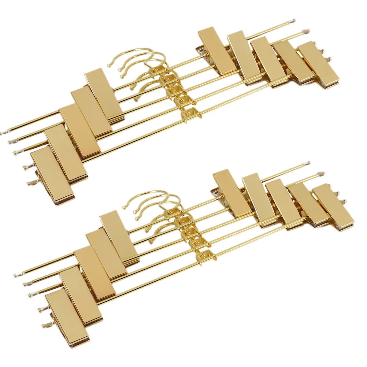 A013 Perchas para pantalones hechas de metal, 10 piezas, perchas para ropa, 30,5 cm, con 2 clips antideslizantes, para faldas, pantalones, ropa interior-2