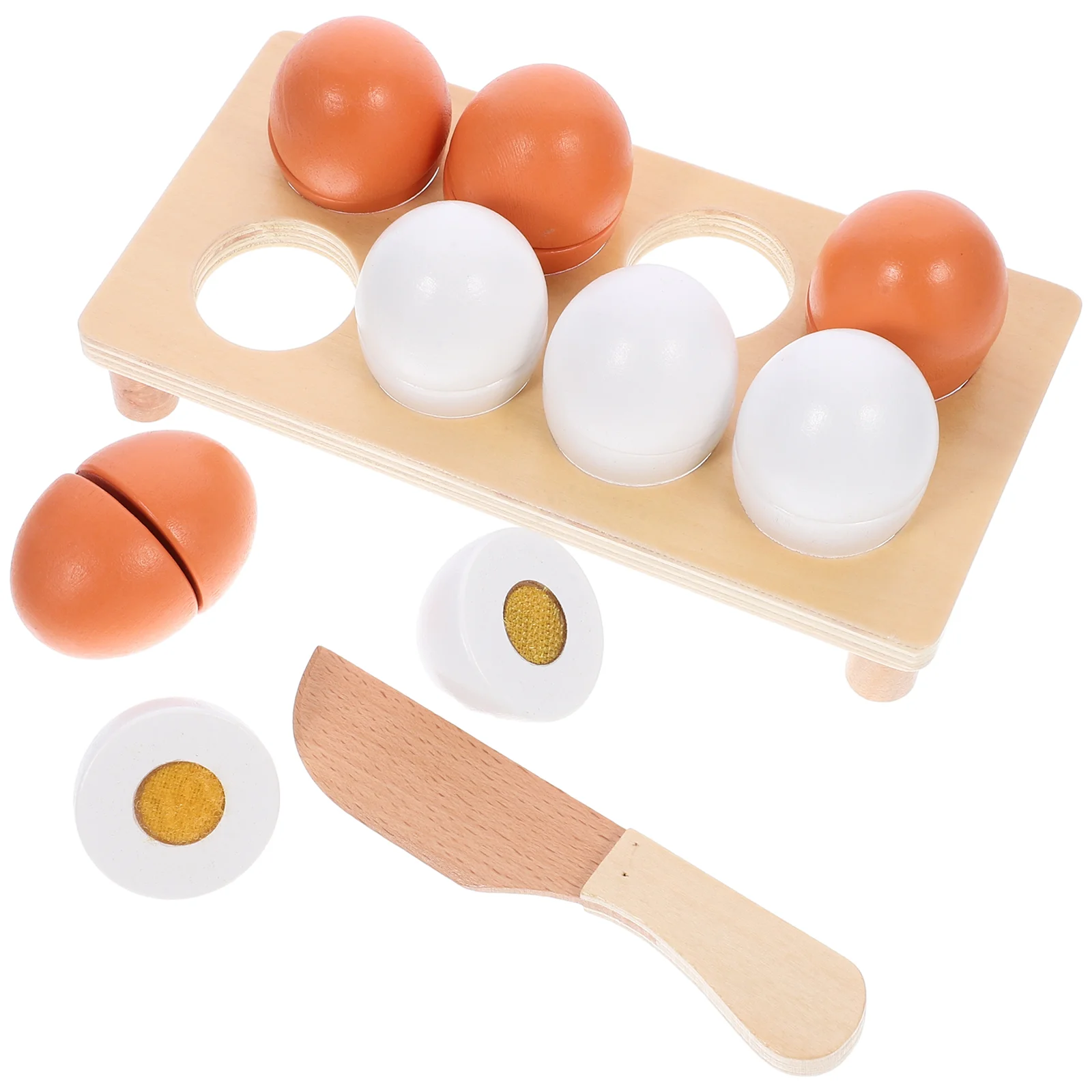 1 Set Cutting Egg Toy Educational Toy Simulated Kitchen Scene Toy for Children wooden cutting toy Imitation Kitchen Toy
