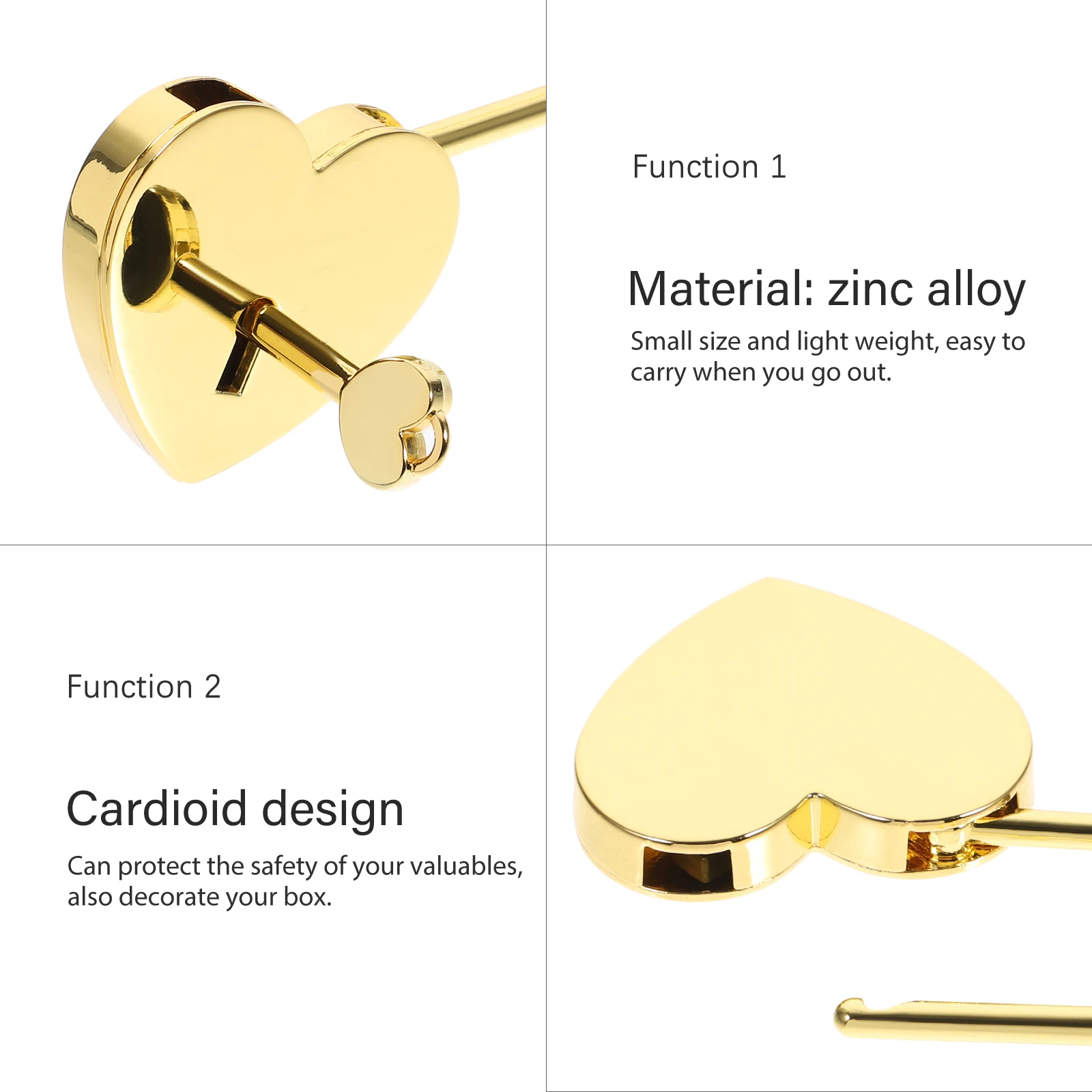 

1pc Heart Shaped Padlock for Storage Box Luggage Diary Backpack Home Locker Suitcase Locks with Keys Small Travel Jewelry Box