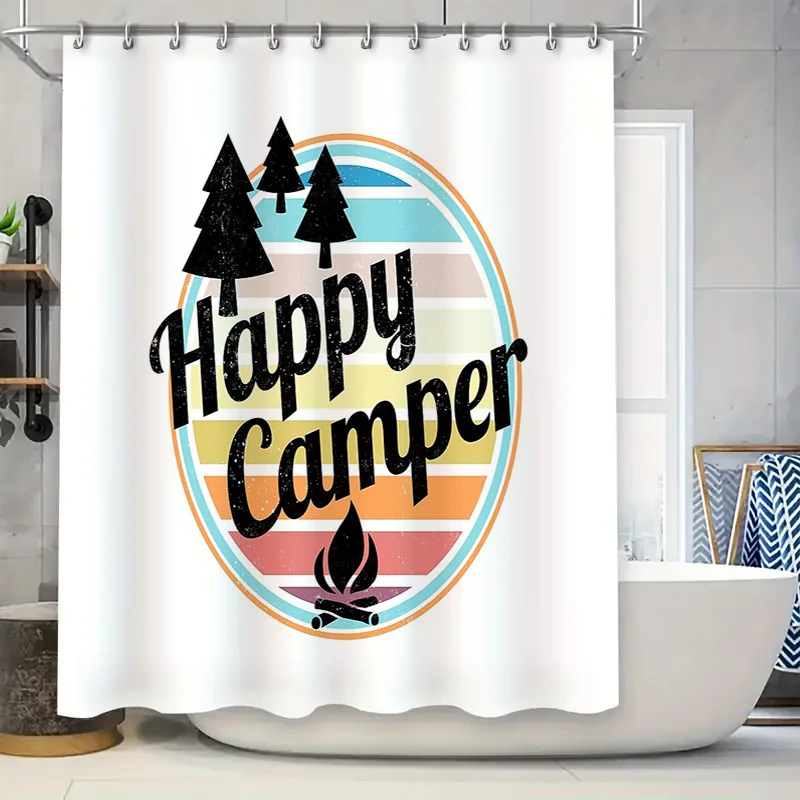 

Rustic Campfire Forest Shower Curtain Vintage National Park Decor Woodland Nature Bathroom Set Waterproof Hanging Tapestry