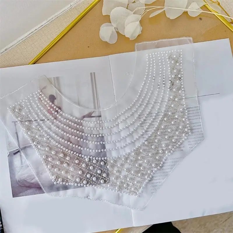 652F Delicate Polyester Collar Applique Mesh Embroidery Beadwork Collar Patches For Formal Event Costume Accessories