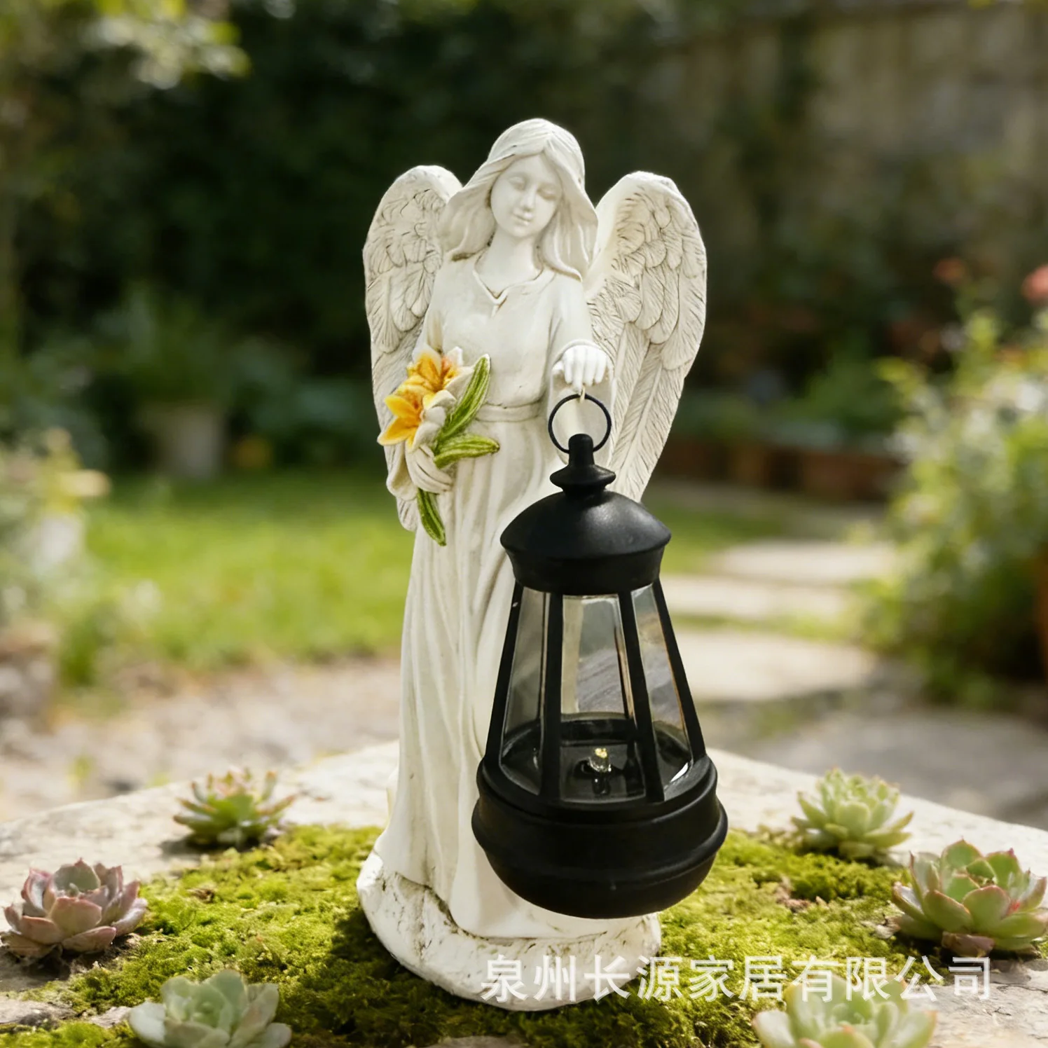 Solar Angel Girl Garden Statue Light Outdoor Courtyard Decor Night Lamp