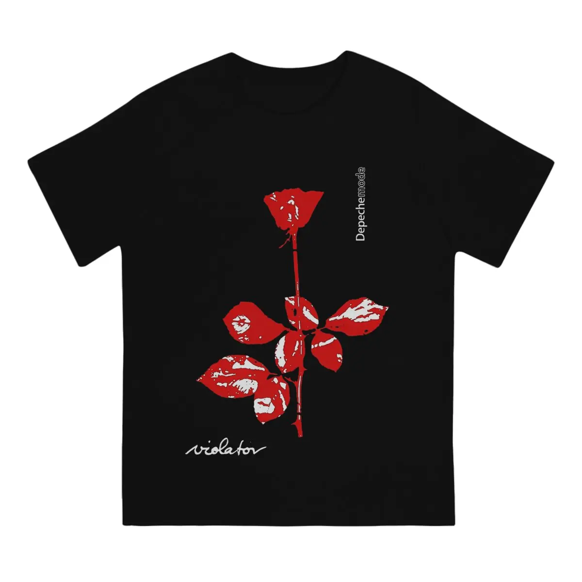 Tops 100% Cotton Fun Fashion Red Flower Depeche Cool Mode Men's and women's T-shirts  O neck short sleeved Tshirt