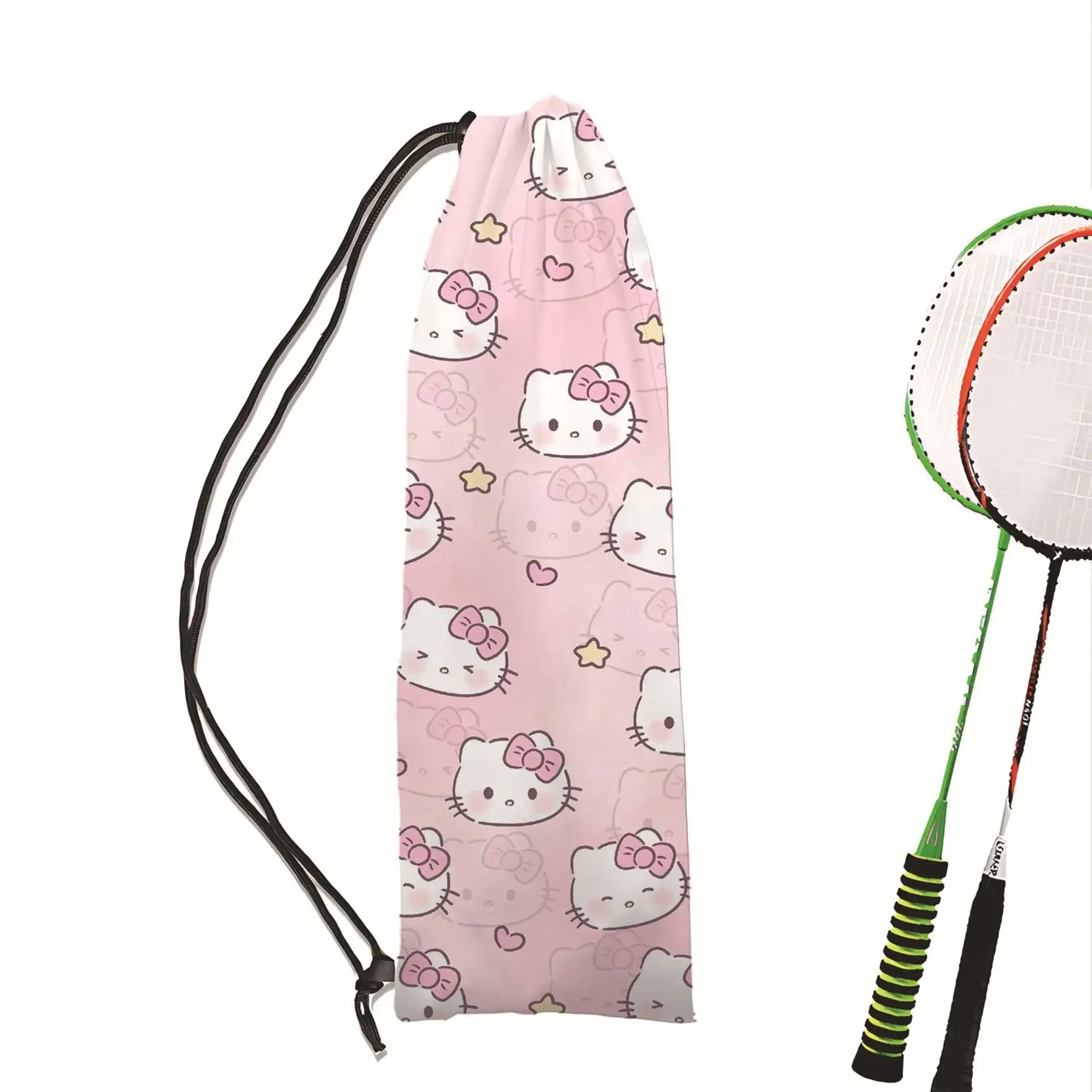 

Hello Kitty Storage Bag Light High-capacity Handheld Single Shoulder Drawstring Bag New Printing Badminton Racket Pouch