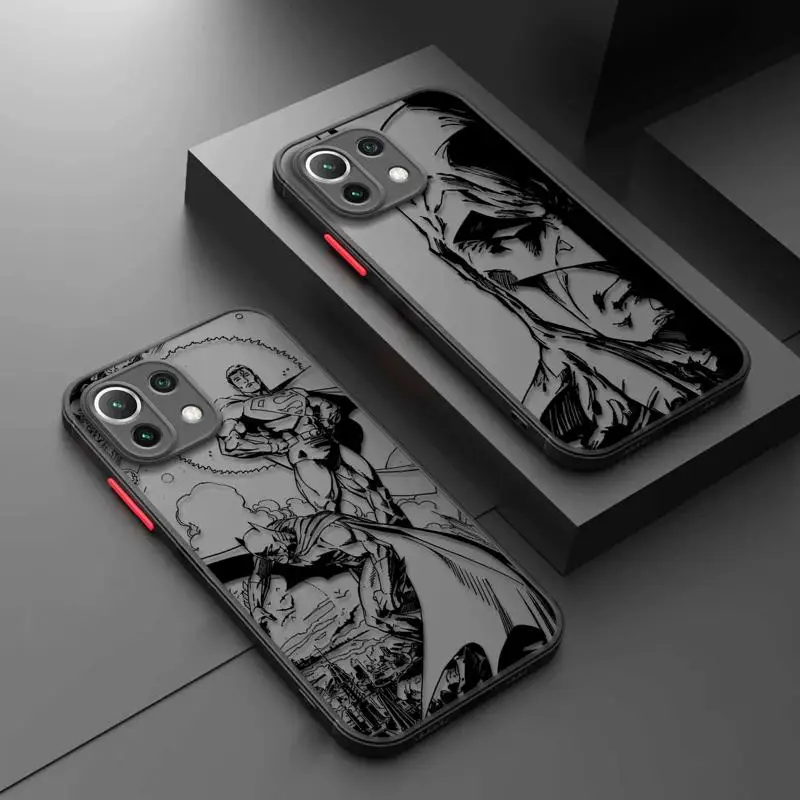 Matte Phone Case For Xiaomi Poco X3 NFC X3Pro M5 M3 F3 Cover for Mi 11 12 13 11X 12X Pro 12T 11T 10T Pro Batman-Superman-Head