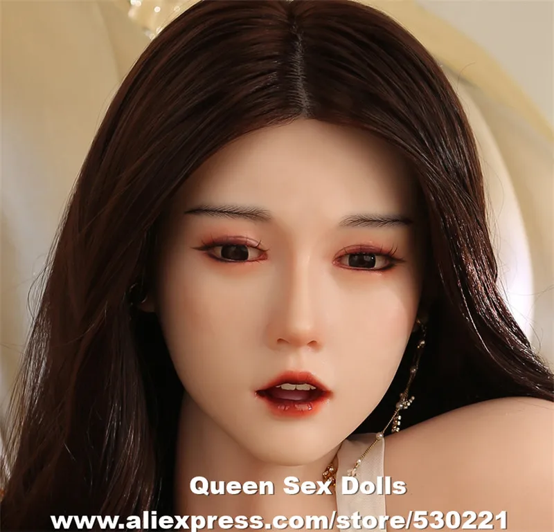 

JY NEW Implanted Hair And Eyebrow Real Soft Silicone Sex Dolls Heads With Fixed Tongue and Oral Sex Man Masturbator Toys