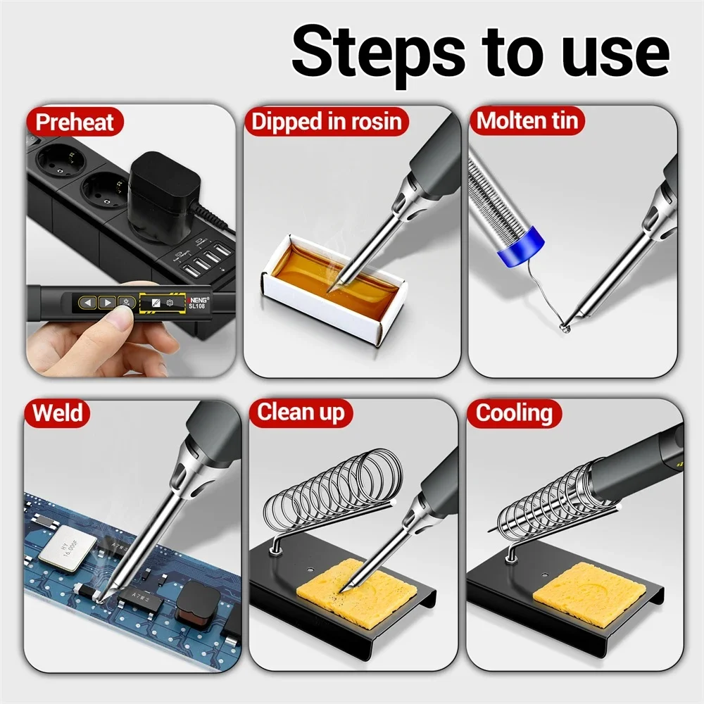 T12 Soldering Irons kits Welding Type-c PD QC Charging 96W Portable Adjustable Temperature 28V Fast Heat Tester Electric Tools