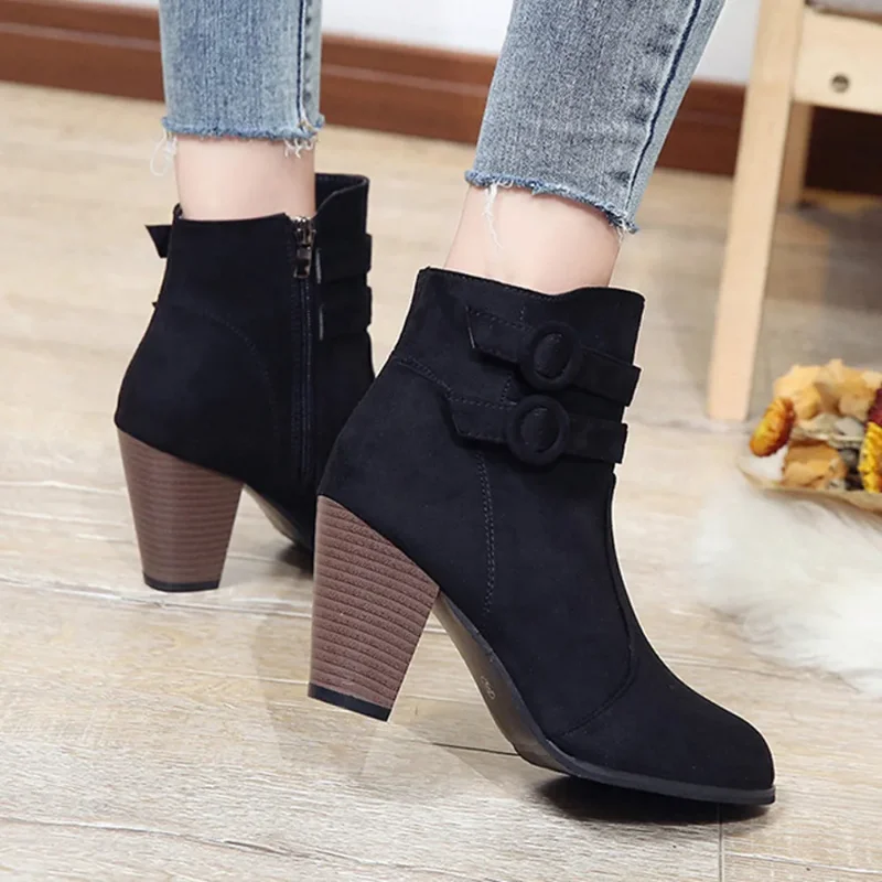 Red Boots Women 2020 Ankle Boots for Women High Heel Autumn Shoes Women Fashion Zipper Boots Size 43 Botas Mujer