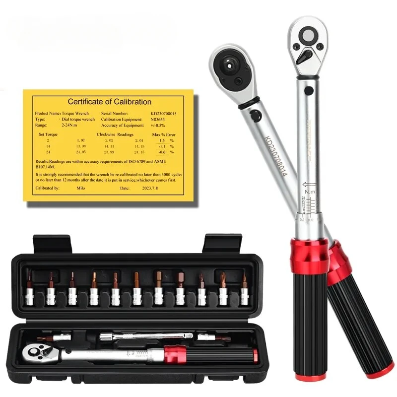 

Bicycle Torque Wrench Set 15Pcs 1/4" 2-24Nm Dual Direction Bike Allen Key Tool Socket Spanner Pro Motorcycle Repair Kit