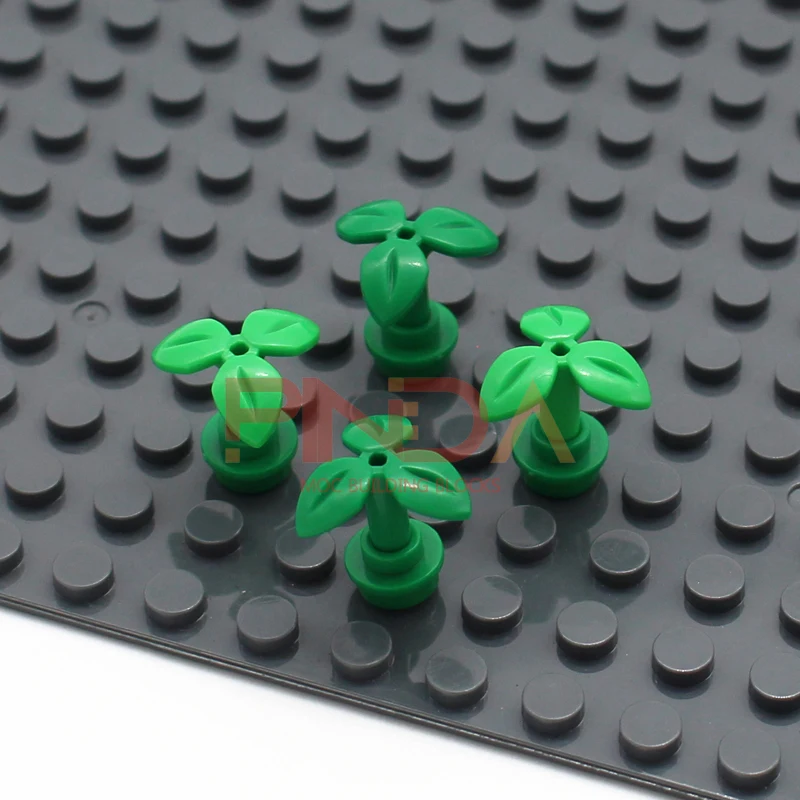 50PCS Moc Plant Stem with 3 Leaves and Bottom Pin Grass Compatible 37695 Particle Toys Children Birthday Gifts