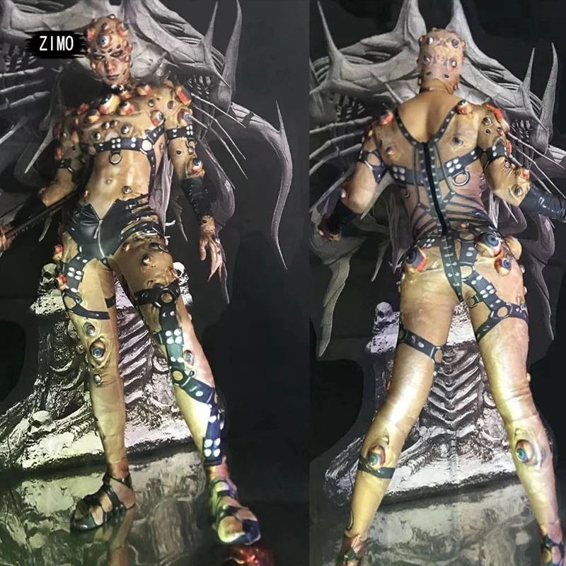 

Вечеринка наряд для шоу девушки, роскошный костюм на Хэллоуин для мужчин и женщин, костюм ужасов с 3D глазами, новинка, комбинезон, пальто, эластичные комбинезоны, вечерние комбинезоны для ночного клуба Sca