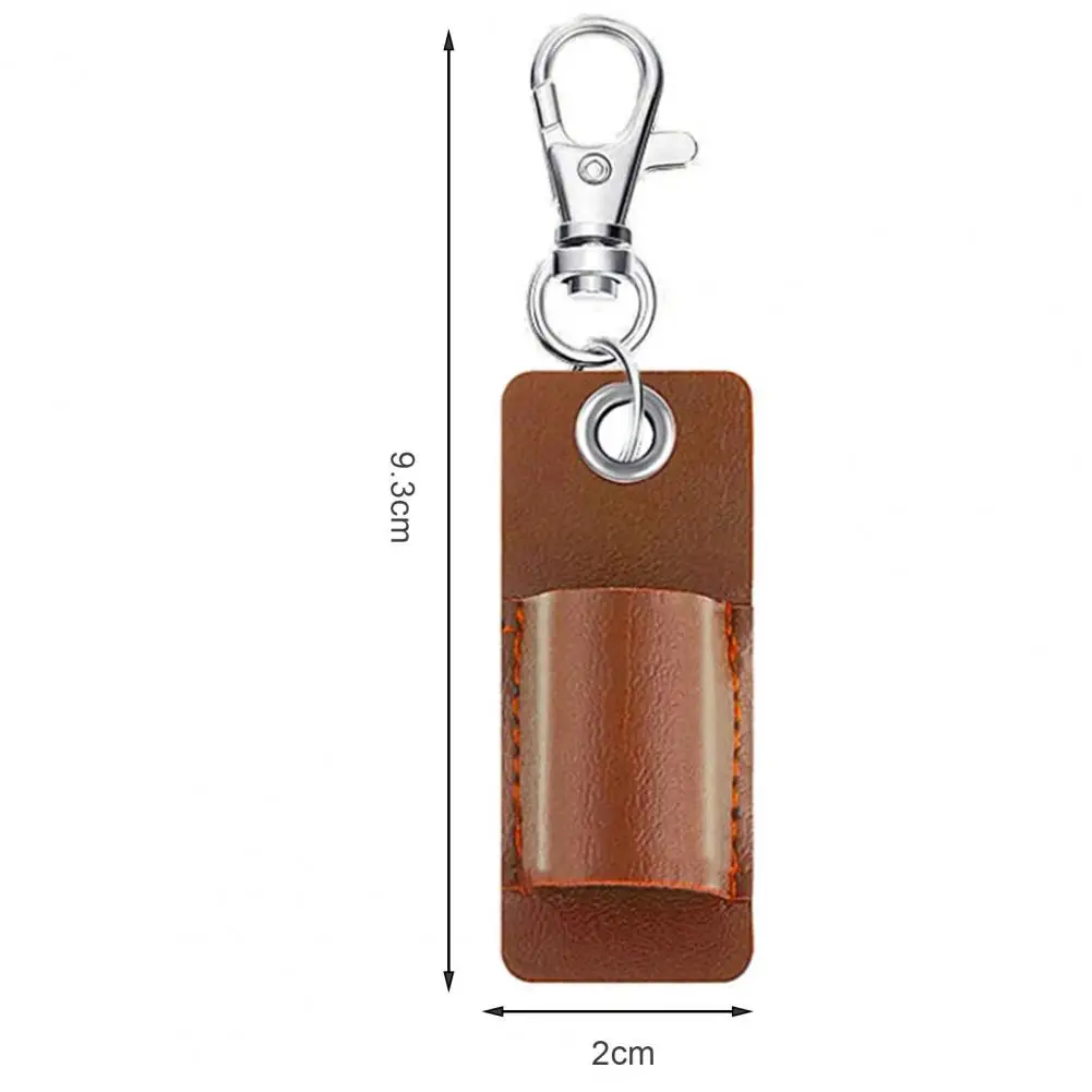 9.3*2cm Faux Leather Pen Holder Portable Badge Pen Pouch Organizer Keychain Fine Sewing Pen Badge Holder Pouch Protector Keyring