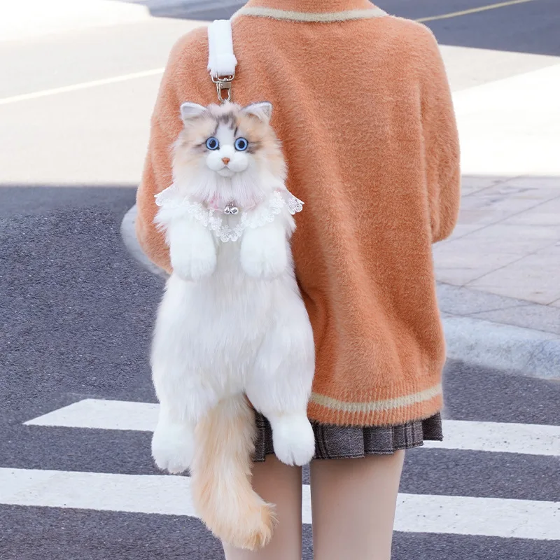 Pop Vlam Lijn Kat Pluche Rugzak Cadeau voor Meisjes Kinderen Rugzak Vriendin Dames Meisjes Witte Kerstkussens Gevulde Tas