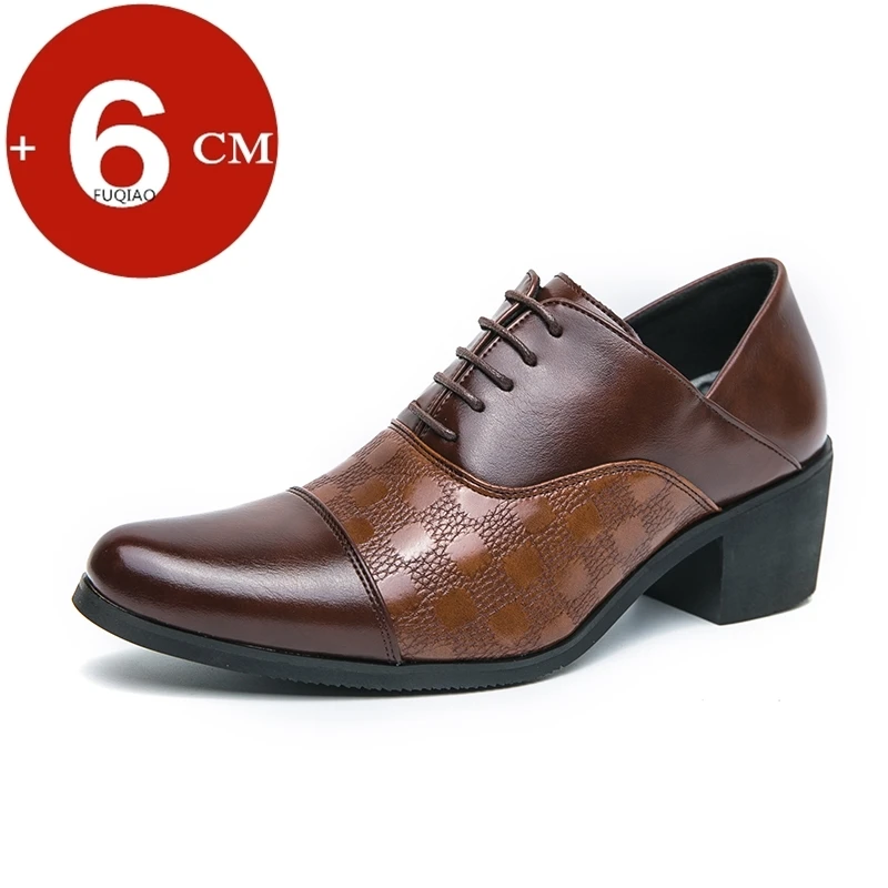 6CM High Heel Classic Men Luxury Business Leather Shoes Derby Gentleman Honorable Oxford Party Wedding Shoes for Men Dress Shoes