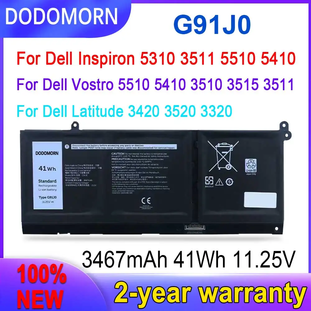 Batería de alta calidad G91J0 para portátil Dell Inspiron 3510 3511 3515 5410 5510 Latitude 3320 3420 3520 Vostro 5310 5410 5510