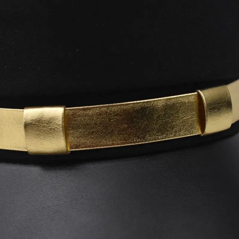 652F y2k البحرية البحرية قبعة جميع الرجال الرجال نساء قبعة مثمنة الزي غير الرسمي pu-leather brim hat السيدات التقاط صور قبعة