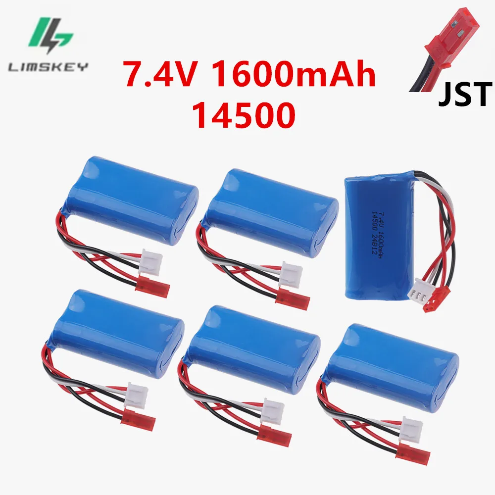 Аккумулятор 7,4 В для радиоуправляемой лодки Wltoys WL917 2S 14500 7,4 В 1600 мАч для Syma F1 FX059 RC самолета FT007 Запчасти для радиоуправляемой лодки и игрушек против 1200 мАч