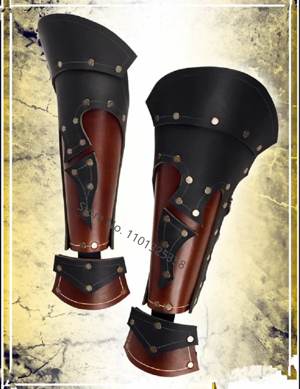 Mannen Middeleeuwse Cosplay Lederen Armor Arm Warmers Lace-Up Viking Piraat Knight Gauntlet Polsband Bracer Stoom Punk Accessoires