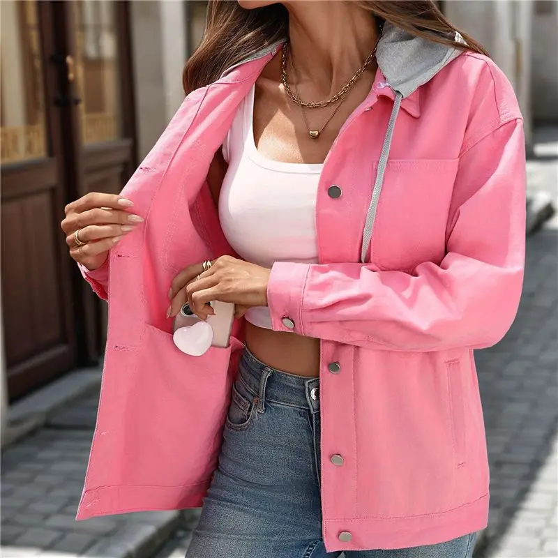 【البيع الساخن!】سترة نسائية كاجوال بأكمام طويلة وزر طية صدر السترة ملابس خارجية فضفاضة على طراز صديقها سترة عصرية من قماش الدنيم #3