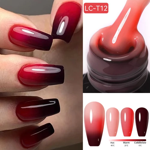 LILYCUTE 7ml 3 capas de esmalte de uñas de Gel térmico Otoño Invierno desnudo rojo gradiente temperatura cambio de Color Gel de uñas semipermanente