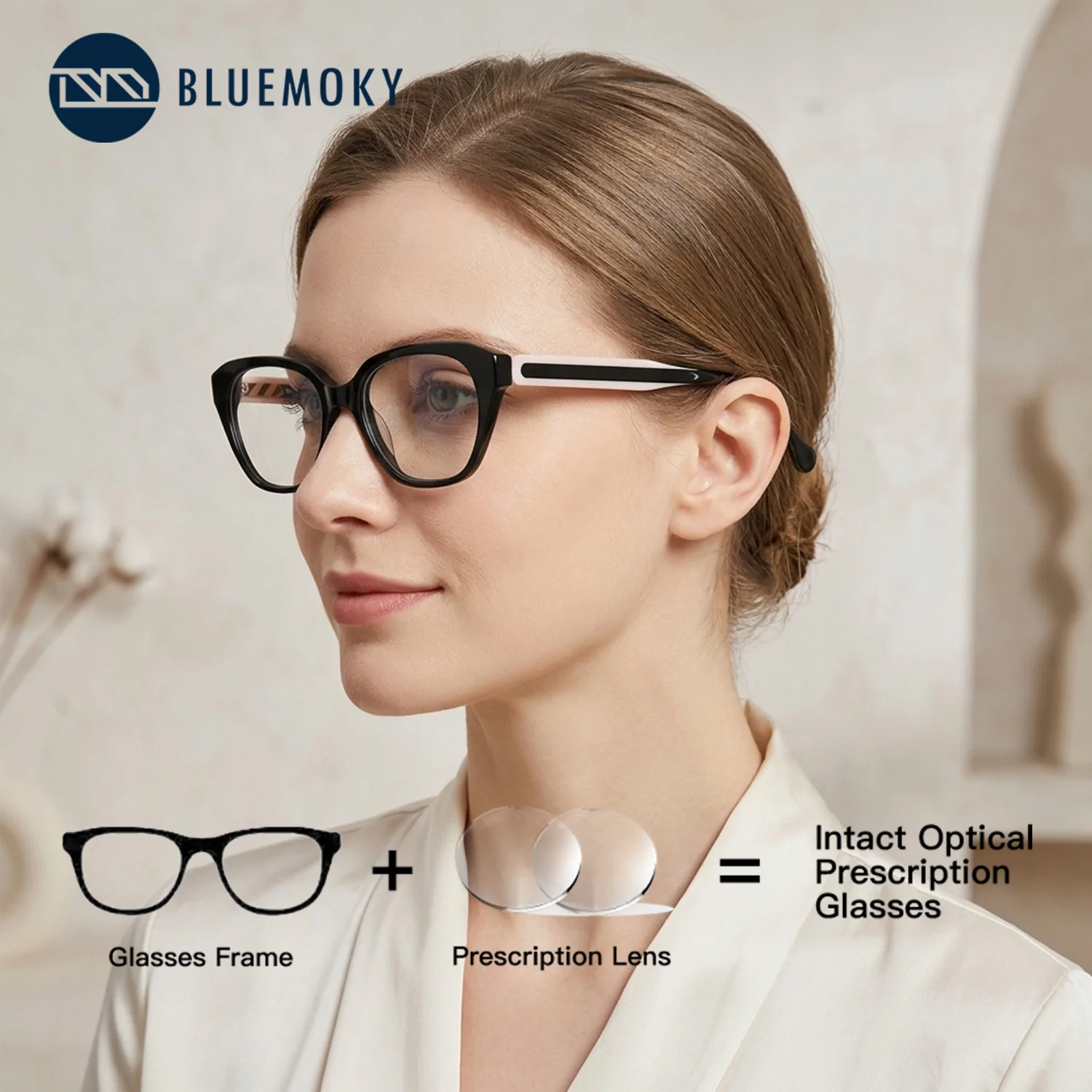 

BLUEMOKY Acetate Butterfly Prescription Myopia Glasses for Woman Photochromic Anti Blue Light Optical Eyeglasses