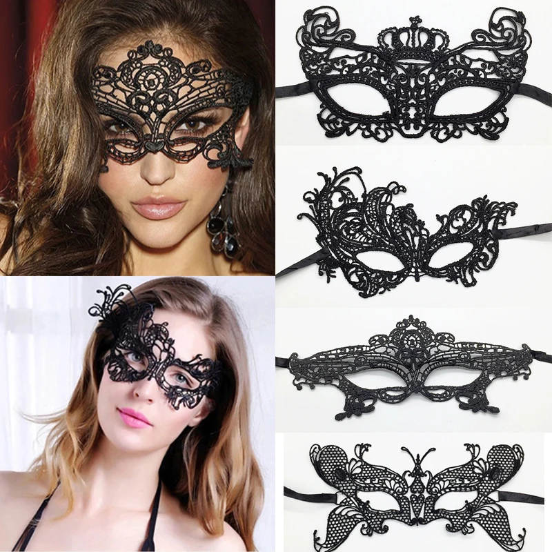 Halloween Masquerade Mask Nightclub Queen Eye Mask Hollow Lace Masquerade Face Mask Sexy Women's Cosplay Prom Party Props-More 2