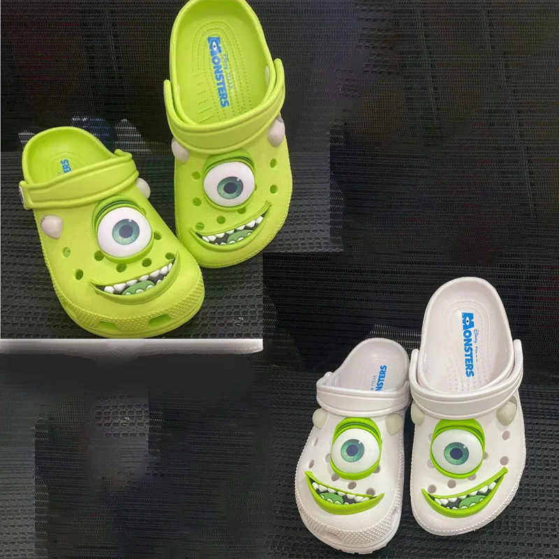 

Обувь с изображением мультфильма Диснея инопланетянина, пляжные тапочки, сандалии, зеленые, белые, нескользящие, без логотипа, тапочки для взрослых и детей