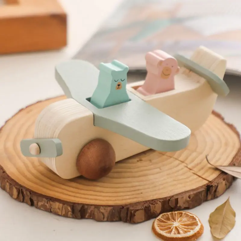 Let's Make Baby Wooden Plane Model Toys Montessori Educational Building Blocks Toys Blocks The Baby Educational Baby Toys Gifts