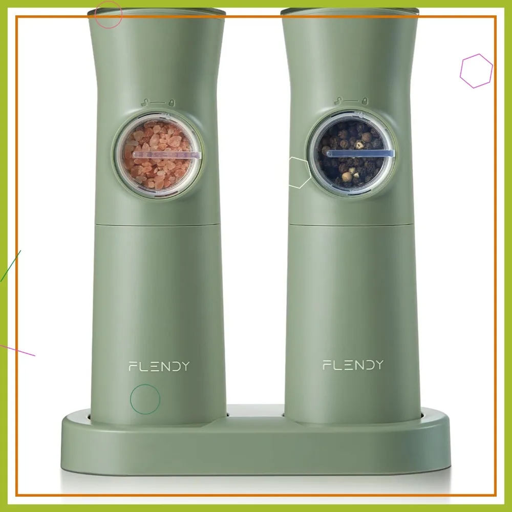 

Rechargeable Electric Salt and Pepper Grinder Set with USB-C Charging, Automatic Gravity Sensor, Adjustable Coarseness