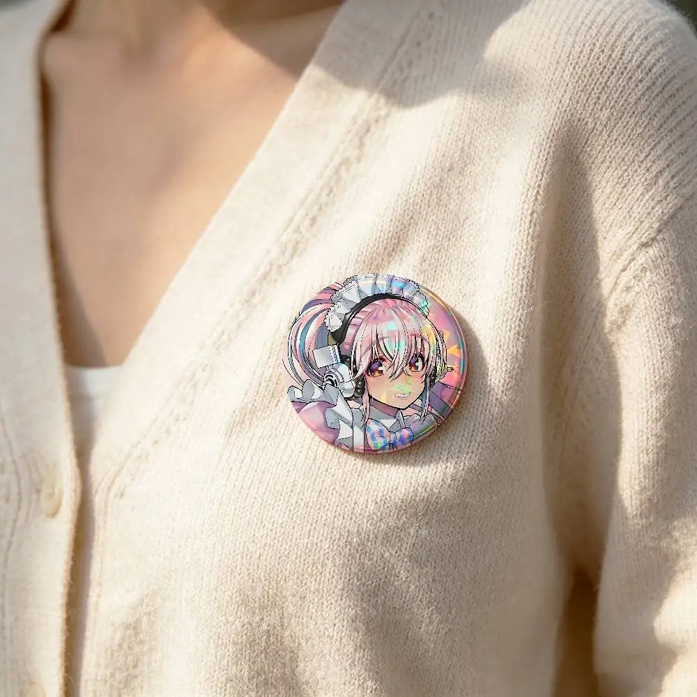 Cute S-Super S-Sonico Badge Pins For Friend, Backpack, Clothing, Collectible Accessories, Jewelry Gift