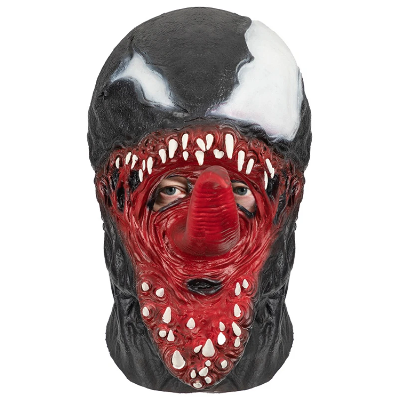 Masques de Cosplay de super-héros Venom, avec longue langue, tête complète, masque en Latex pour adultes, casque, accessoires de maison hantée, masques de fête