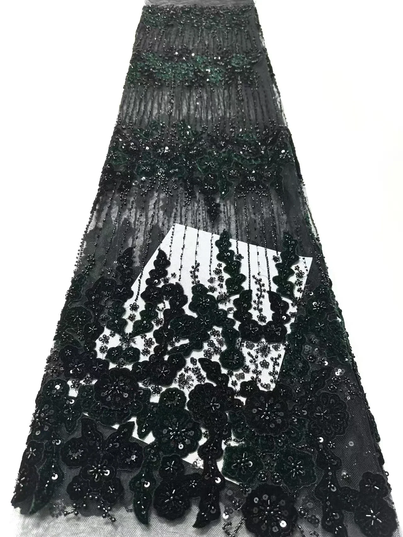 Nigeryjska luksusowa tkanina z cekinami, aksamitna koronka 2025, wysokiej jakości afrykańska koronka z koralikami dla kobiet, na suknie ślubne i imprezowe CC1674