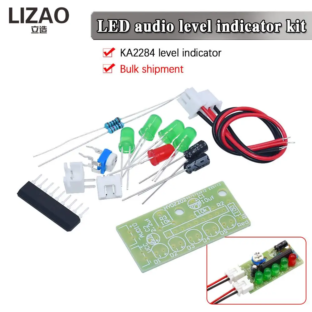 Agre2284-Indicateur de niveau audio, suite technique, pièces électroniques, 5mm, LED rouge et verte, kits de bricolage