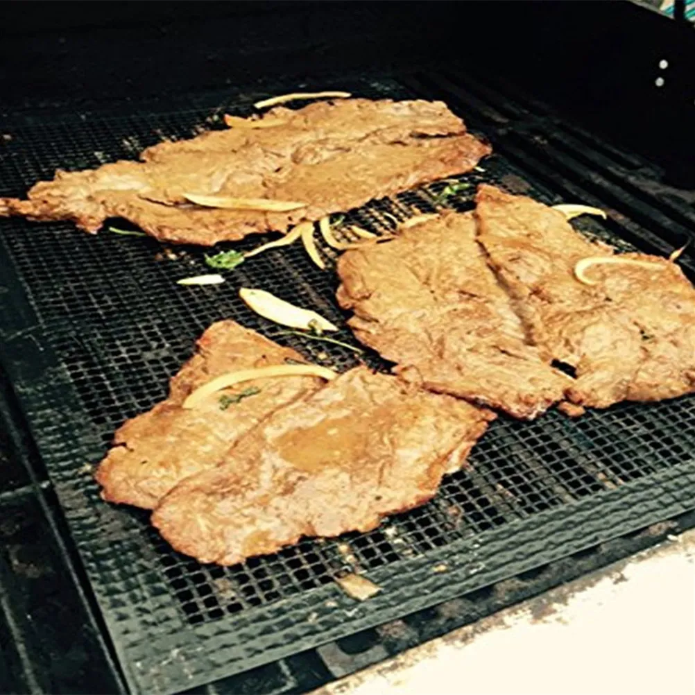 

2 шт. Премиальные сетчатые коврики для гриля из нержавеющей стали, нелипкие, для равномерного распределения тепла, предотвращают выпадение продуктов на гриле