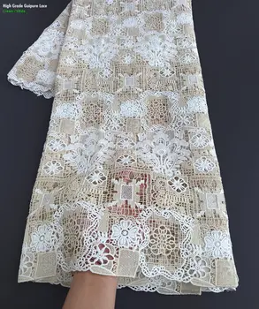 İnanılmaz Gipür Dantel Büyük Afrika Işlemeli Kordon Dantel Yeni Cupion Kumaş Modern Konfeksiyon Resmi Etkinlik Elbise Günler Elbisesi