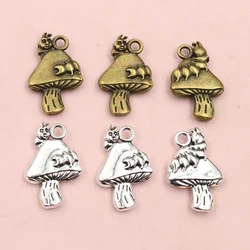 6pcs 25x16mm Antique Bronze Plated Mushroom Handmade Charms Pendant:DIY for bracelet necklace