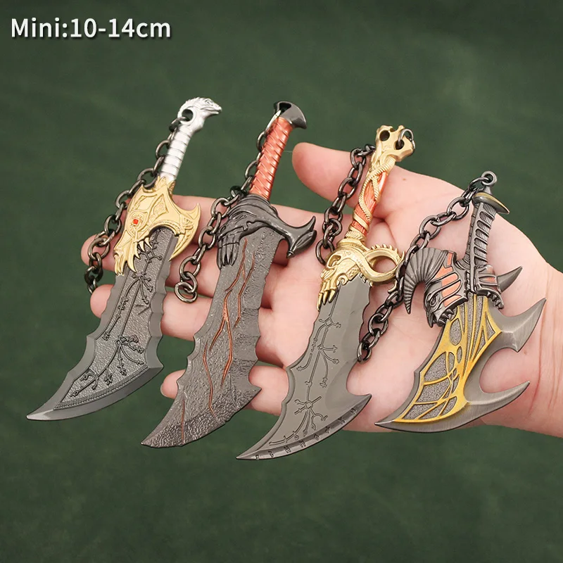 Hot God of War keychain Alloy Game Peripherals Model Anime Kratos Weapon Metal Replica Katana keychains Blade of Chaos Ornament