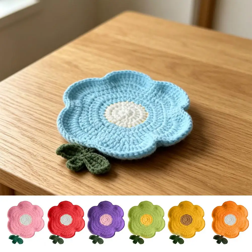 Unique Cup Blanket Handmade Cup Coaster Handmade Crochet Flower Coasters Knitted Heat Resistant Cup Mats Decorative Table