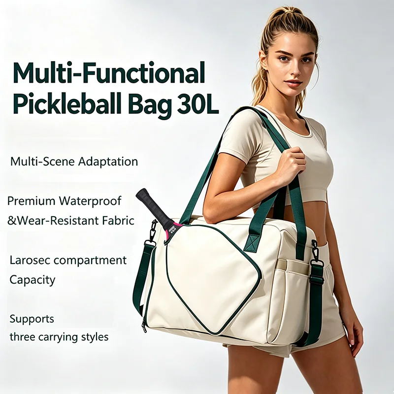 Large Pickleball Duffle Bag Waterproof Oxford Gym Travel Bag Wet Dry Separation Shoe Pocket Multiway Carry Sports Bag For Tennis