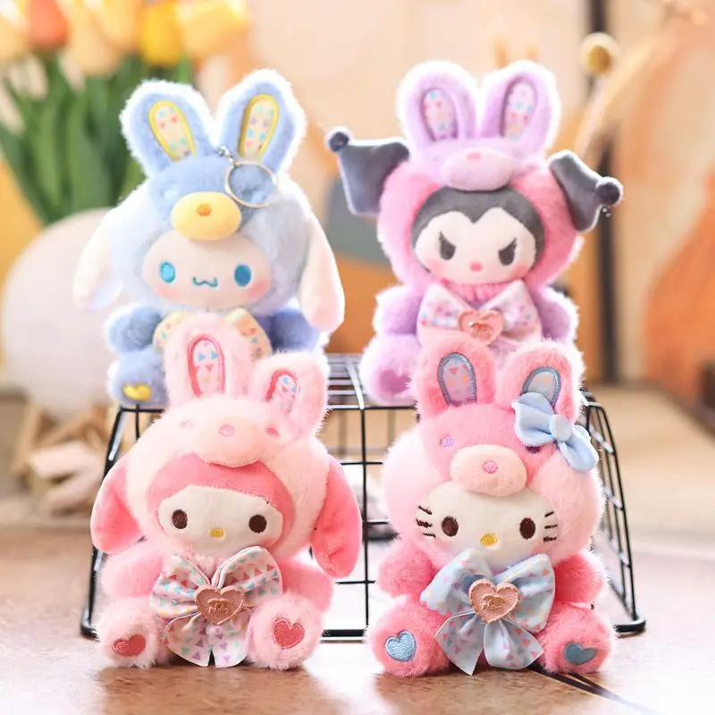 

Cartoon 14CM Kitty Plush Doll Keychain Toy Kuromi Backpack Pendant Hanger Keychain Doll Figurine Gift for Girl Women