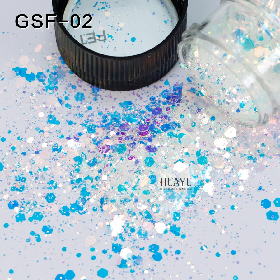 Mixed Chunky Holographic Glitter – Iridescent Mermaid Eye Sequins，Large Hexagon Flakes for Nail Art，Epoxy Resin & Slime Supplies