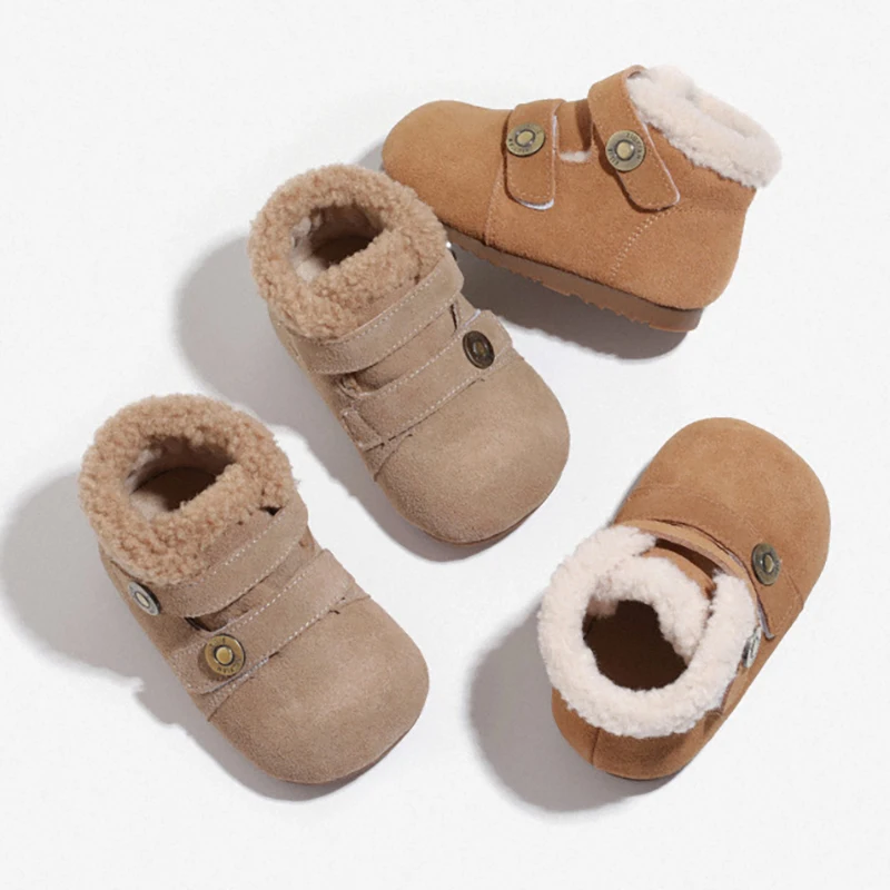 

New 2025 Winter Baby Snow Boots - Fleece Lined Warm Anti-slip Soft Sole Short Boots Cotton Footwear for Toddler Boys & Girls