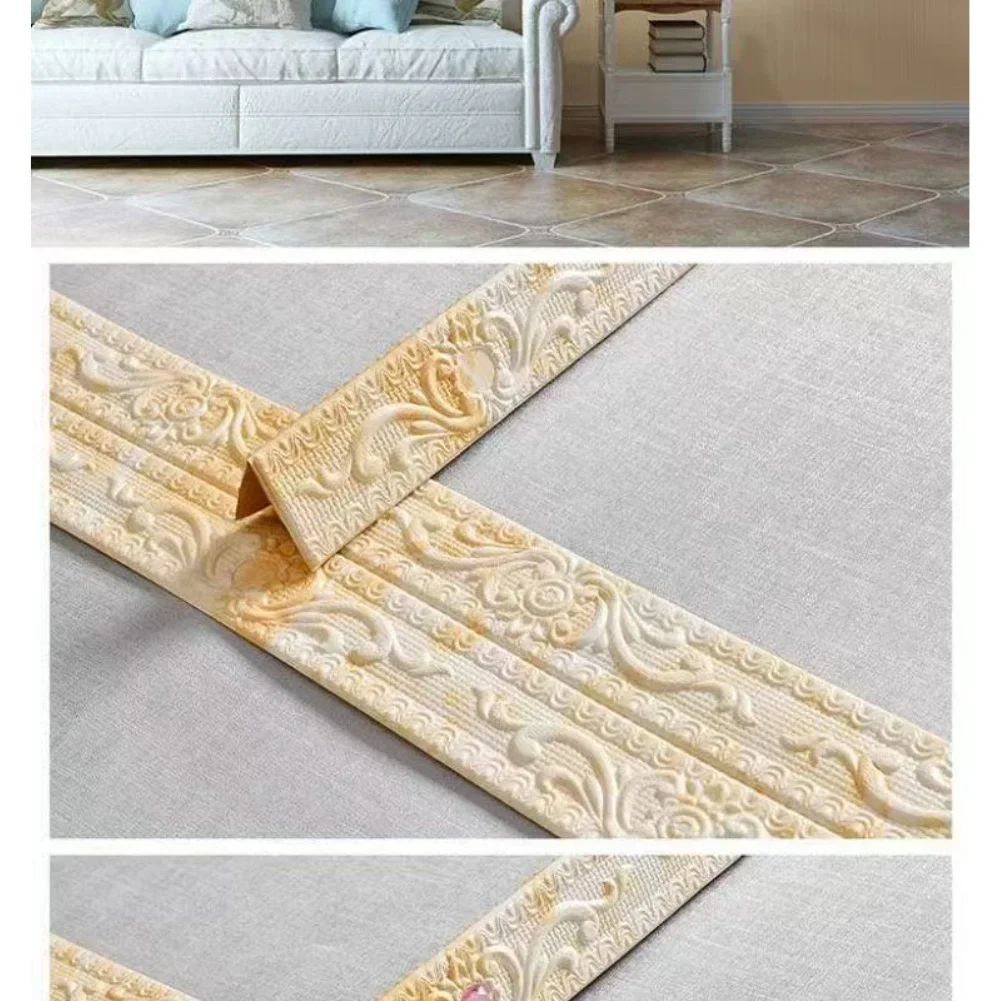 10m 3D Wall Trim Line Skirting Border Self-Adhesive Waterproof Baseboard Wall Sticker DIY Home Decoration Wall Corner Protector