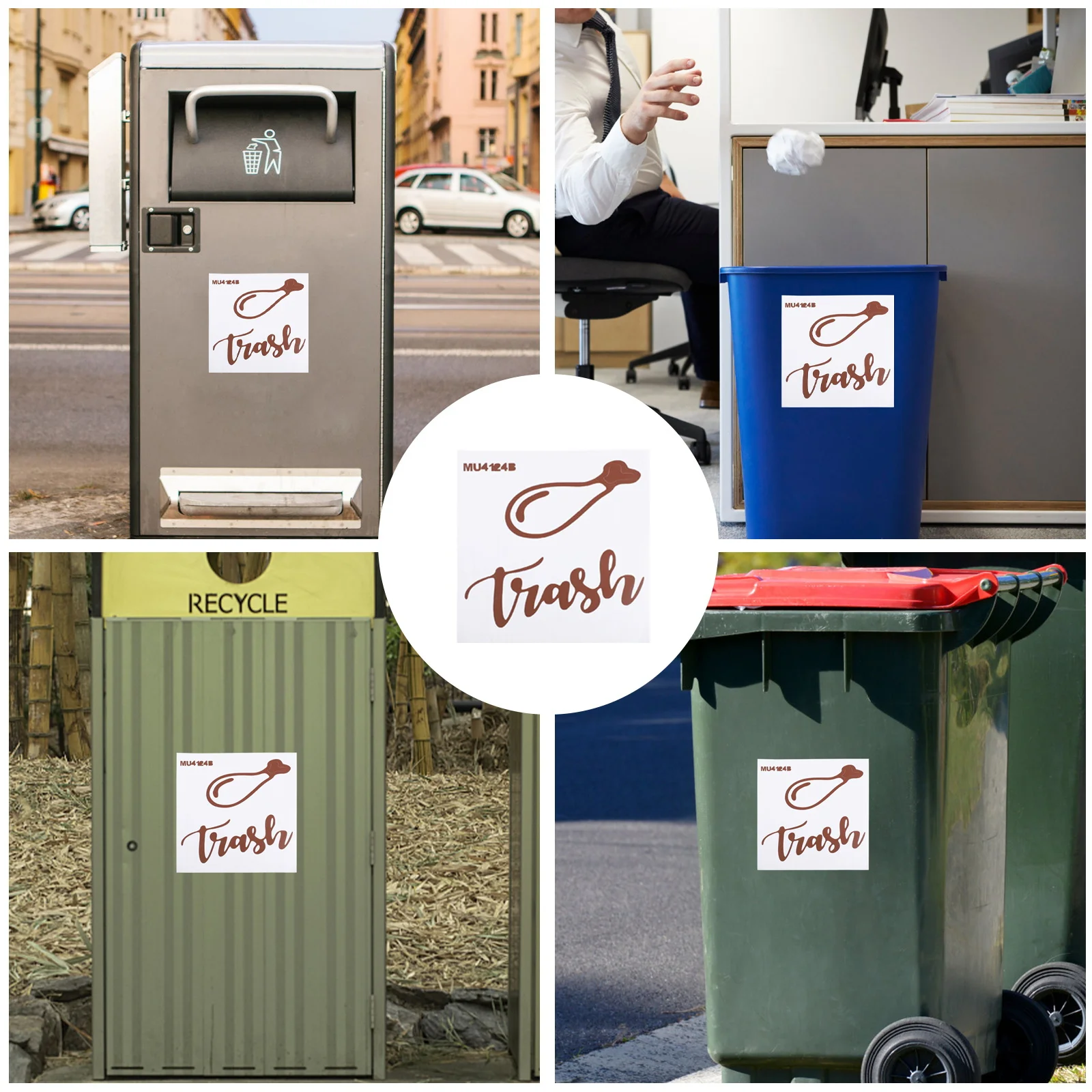 1Pcs Garbage Classification Stickers PVC Waterproof Removable Adhesive for Trash Can Recycling Waste Sorting Decals